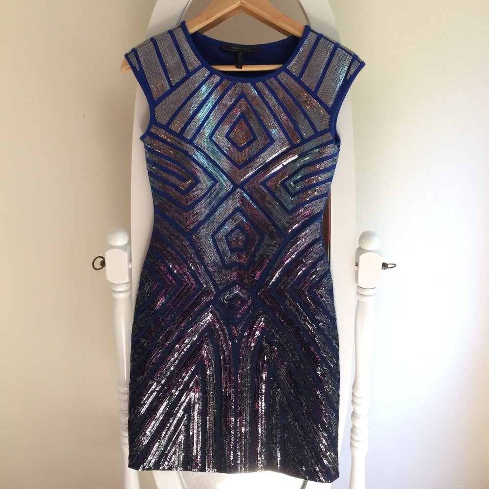 BCBG Max Azria Blue Ombre Pat Geo Cocktail Dress